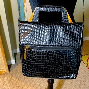 Vintage Authentic RODO Black Croc Embossed Bag